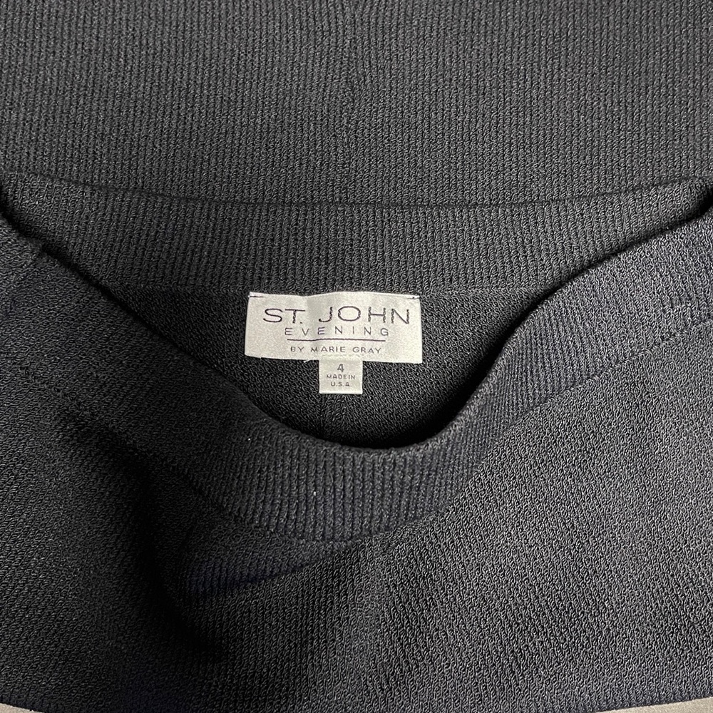 St John Marie Gray Black Evening Daytime Swarovski Crystal Hemline Slit Skirt - Picture 3 of 5